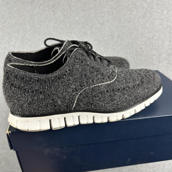 Cole Haan Zerogrand Wing Ox Dress Shoes Mens Size 7.5M Black Wool Wingtip - Picture 6 of 13